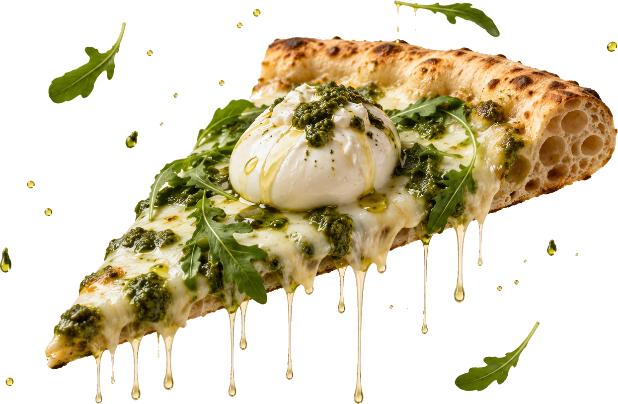 Pizza Burrata, pesto et roquette