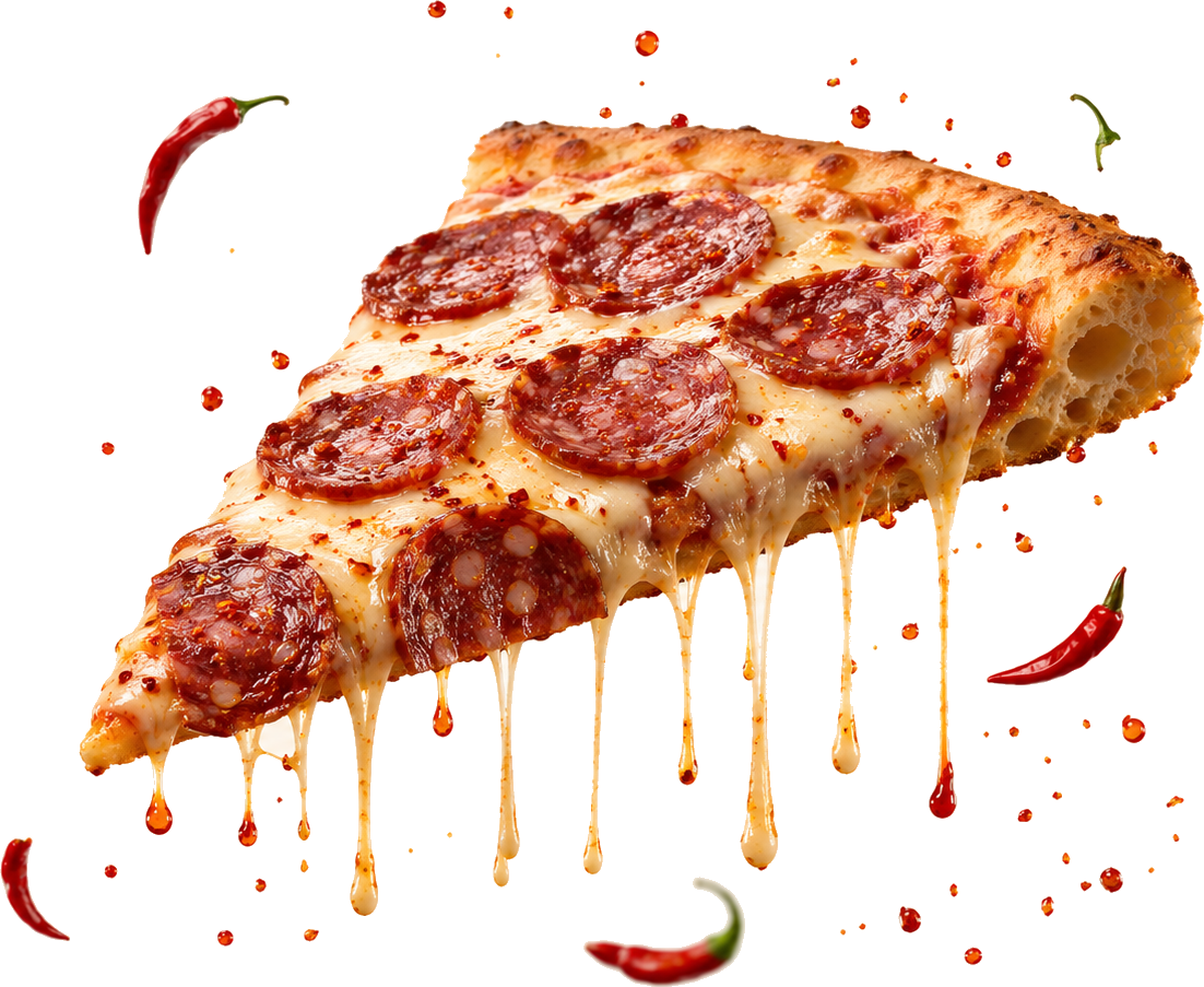 Pizza Diavola, salami piquant et huile pimentée